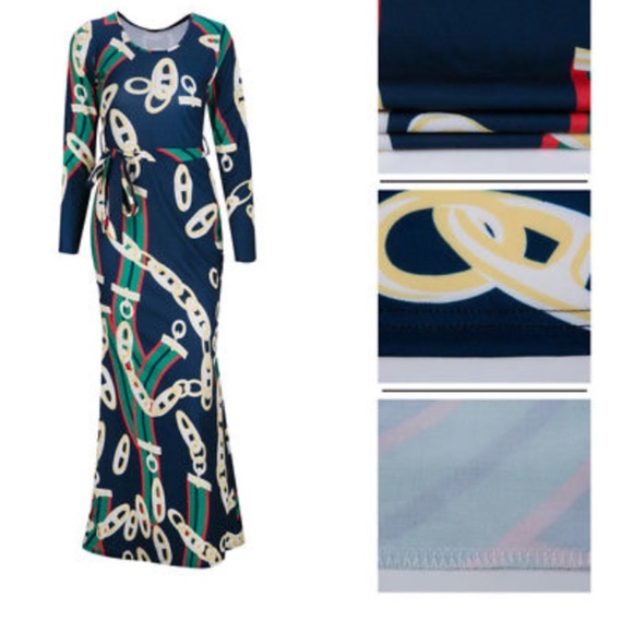 New Black Chain Link Print Dress - Picture 5 of 8